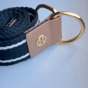 Tory Burch black and white canvas 1.5” belt